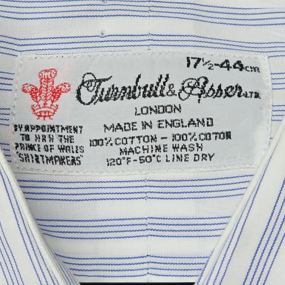 Turnbull & Asser Dress Shirt Men 17.5 Blue White Stripe Neiman Marcus England - Picture 2 of 10